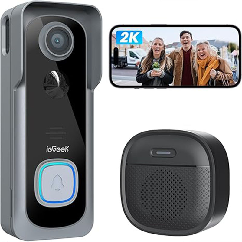 Smart Doorbell Wired - ieGeek 2K 초인종 카메라 무선 -