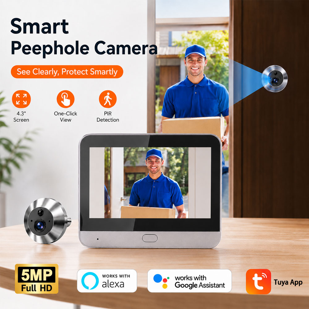 투야 스마트 5MP 140 °   광각 디지털 틈구멍  - Smart Doorbell Wired 리뷰 및 가격
